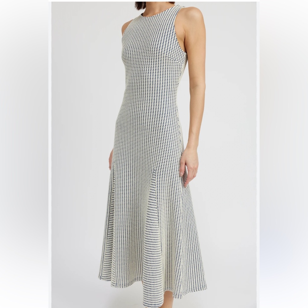 En Saison Textured Knit Sleeveless Midi Dress Natural Navy XS